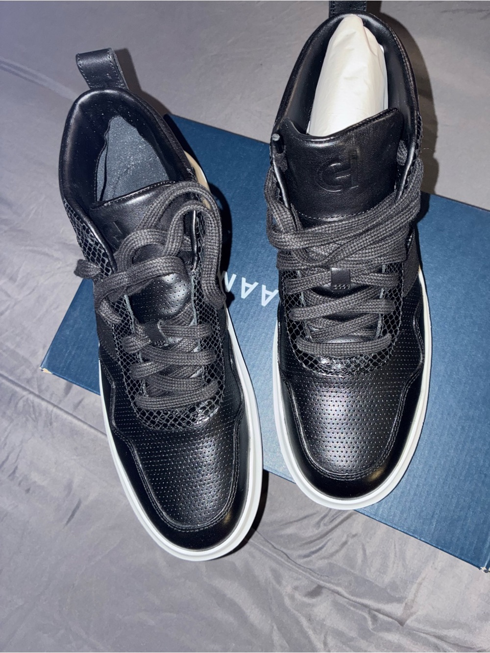 Cole Haan Black Perforated Leather Athletic Sneakers